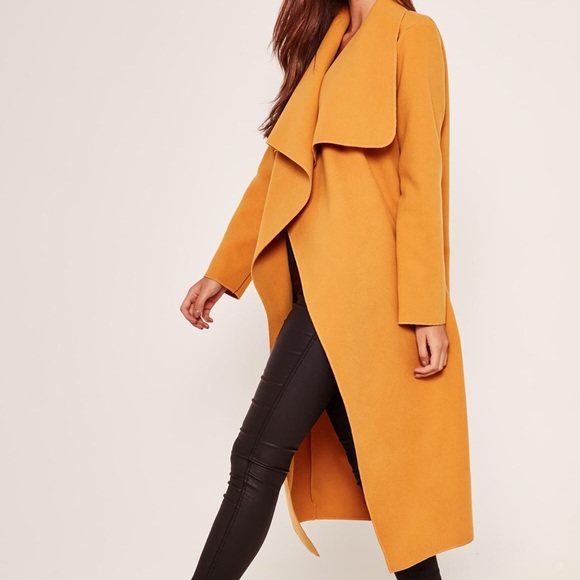 mustard waterfall coat